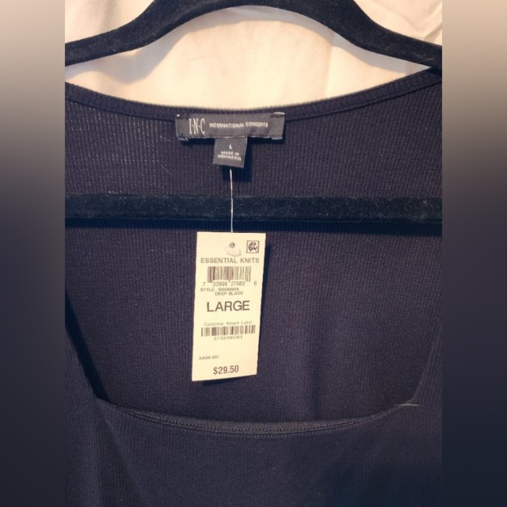 INC Black NWT slinky square neck top